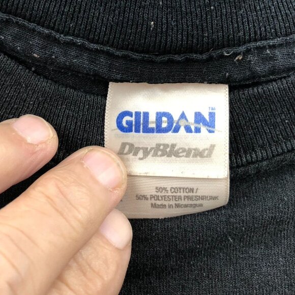 Gildan Men T-Shirt Large Short Sleeve Dry Blend GoDaddy Graphic Black Tee Casual - Picture 3 of 11